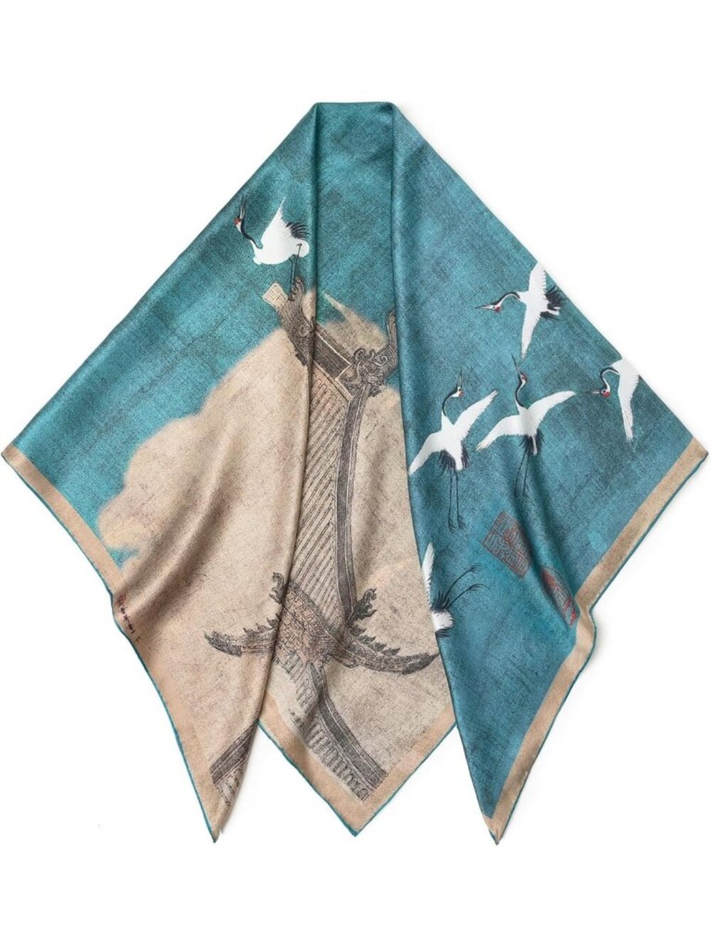 Luxurious 100% Mulberry Silk Large Square Shawl & Oversized Headband Gift Set